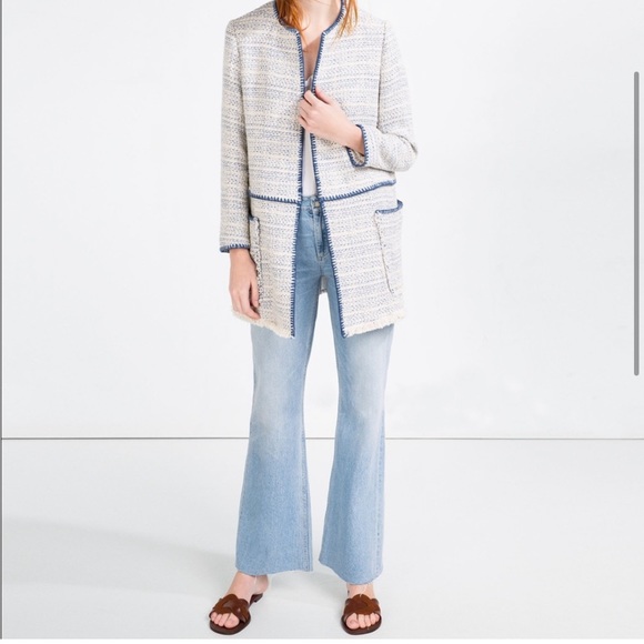 Zara Frayed Cotton Coat - Picture 3 of 8